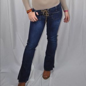 Vintage abercrombie & Fitch lace up front denim